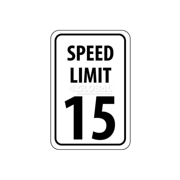 inSpeed Limit 15in Traffic Sign, 18inW x 24inH, White/Black